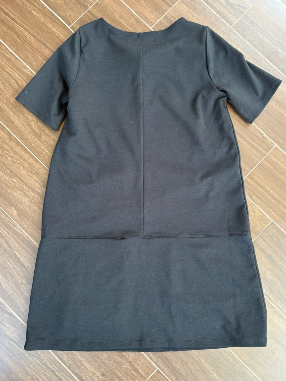 Abercrombie & Fitch Black Shift Dress Keyhole Neck Short Sleeve Pockets Size M - Picture 4 of 5